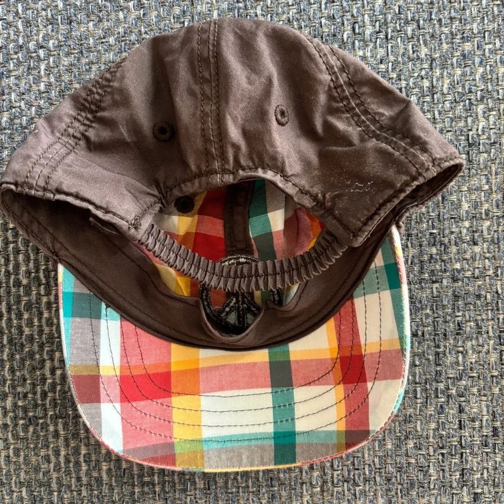 Gymboree Colorful Plaid Baby Cap w/ Peace Sign – 3-6 Months